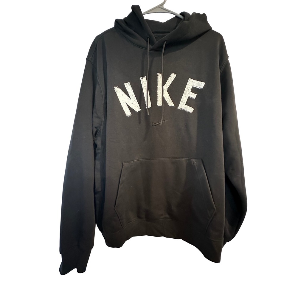 Nike Dri-FIT Mens Black Distressed Graphic Logo Hoodie Sweatshirt Large L